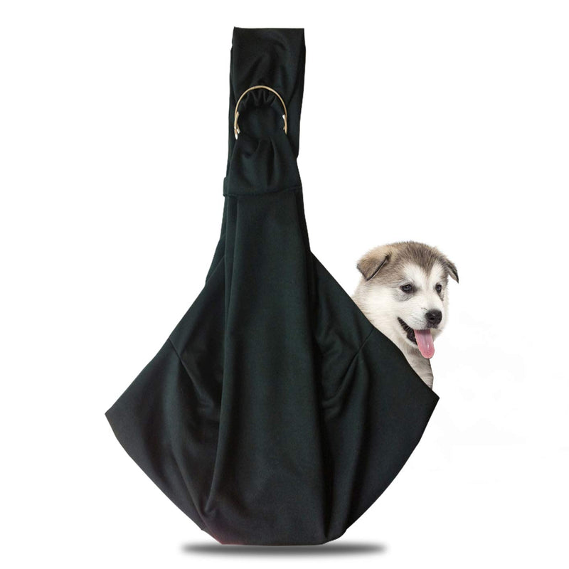 [Australia] - Doublerichad Reversible Pet Dog Sling Carrier Wrap Up to 11 Pounds for Small Dogs Cats Hand Free Outdoor Sling Adjustable Strap Tote Bag Breathable Shoulder Bag Black 