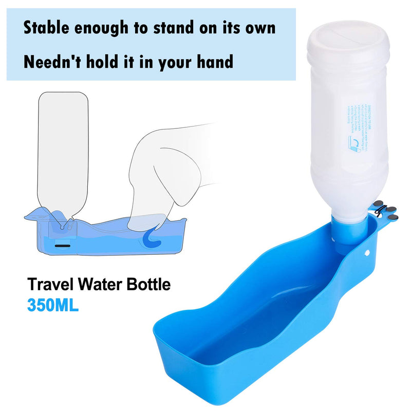 WADEO Dog Water Bottle for Walking with Strap Stand up Outdoor Portable Pet Drinking Dispenser with Bowl Attached for Travel - Blue 12oz - PawsPlanet Australia