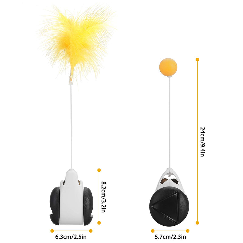 [Australia] - JOSEKO Cat Toy Roly-Poly Toy for Kitty Kitten Interactive Toys for Indoor Cats with Ball and Feather black 