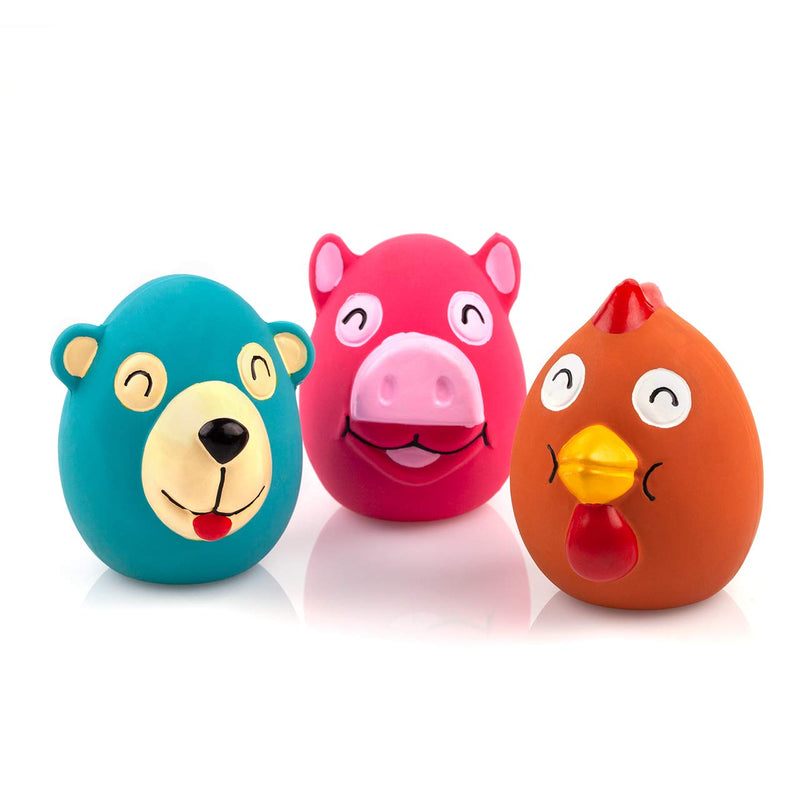 CHIWAVA 3 Pack 2.6 Inch Squeak Latex Dog Toy Animals Cute Face Interactive Play for Small Dogs Assorted Color - PawsPlanet Australia