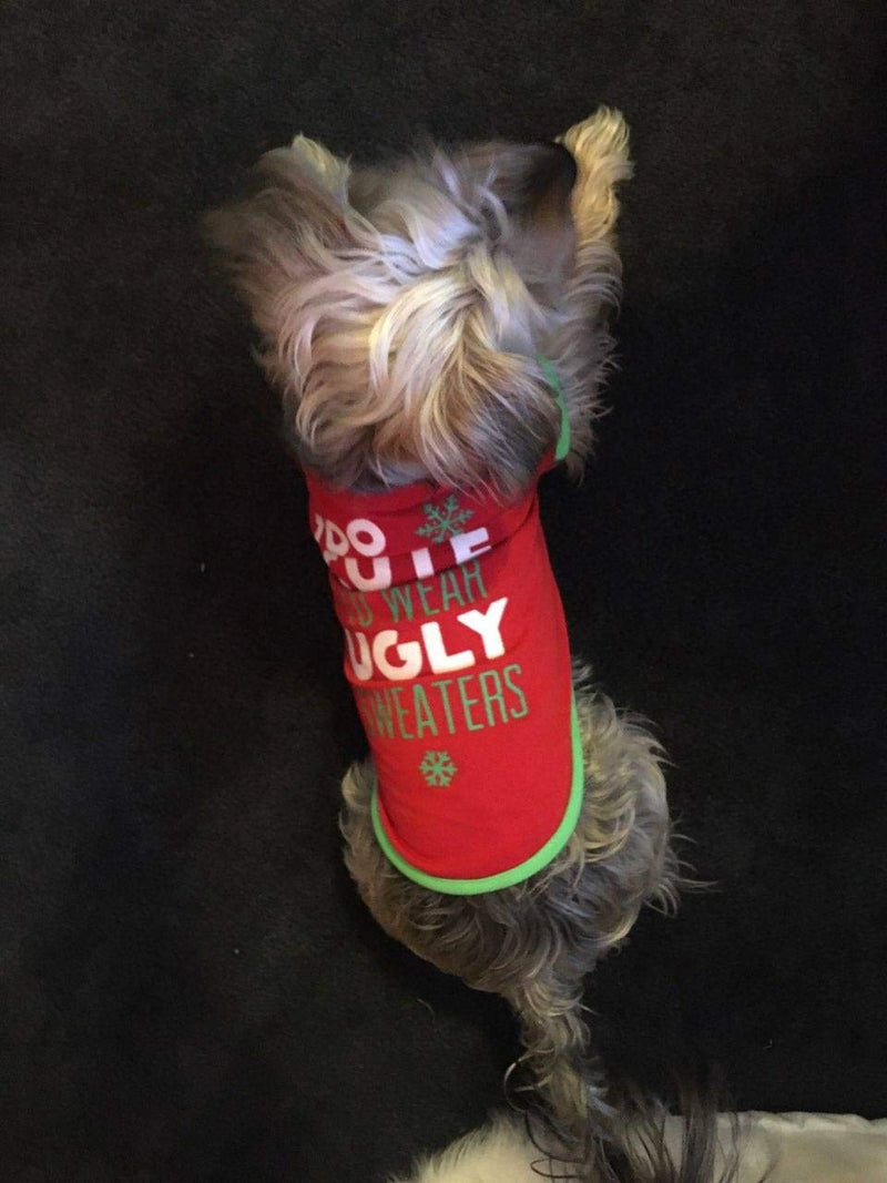 [Australia] - GMason Ugly Sweater Premium Small Pooch Puppy Dog Holiday Christmas T-Shirt - Too Cute to Wear Ugly Sweater 