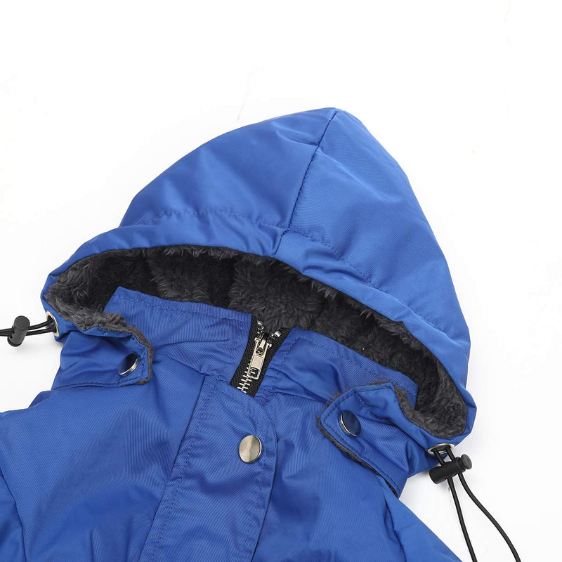 [Australia] - Geyecete Stylish Premium Dog Coats - Cold Weather Dog Jacke -Coat Sweater Hoodie Outwear Apparel, Pockets, Rain/Water Resistant, Adjustable Drawstring S Blue 