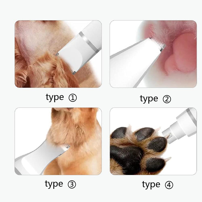 Dog Clippers for Grooming 4 in 1 Multi-Function Pet Shaver Low Noise Waterproof Rechargeable Hair Trimmers Set Nail Polisher for Dogs Cats Pets - PawsPlanet Australia