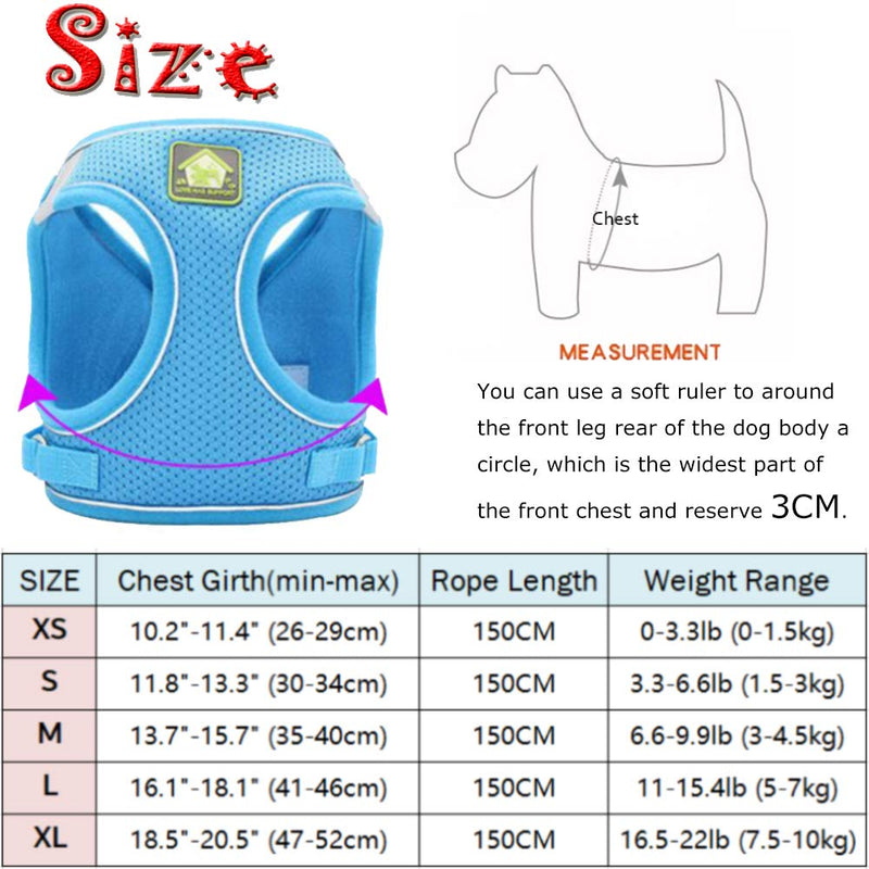 FEimaX Dog Harness and Leash Set, No-Pull Breathable Soft Mesh Puppy Vest Harness Reflective Adjustable Pet Harnesses for Small Medium Dogs and Cats - Outdoor Easy Control for Walking XS (Chest 10.2-11.4'') Black - PawsPlanet Australia