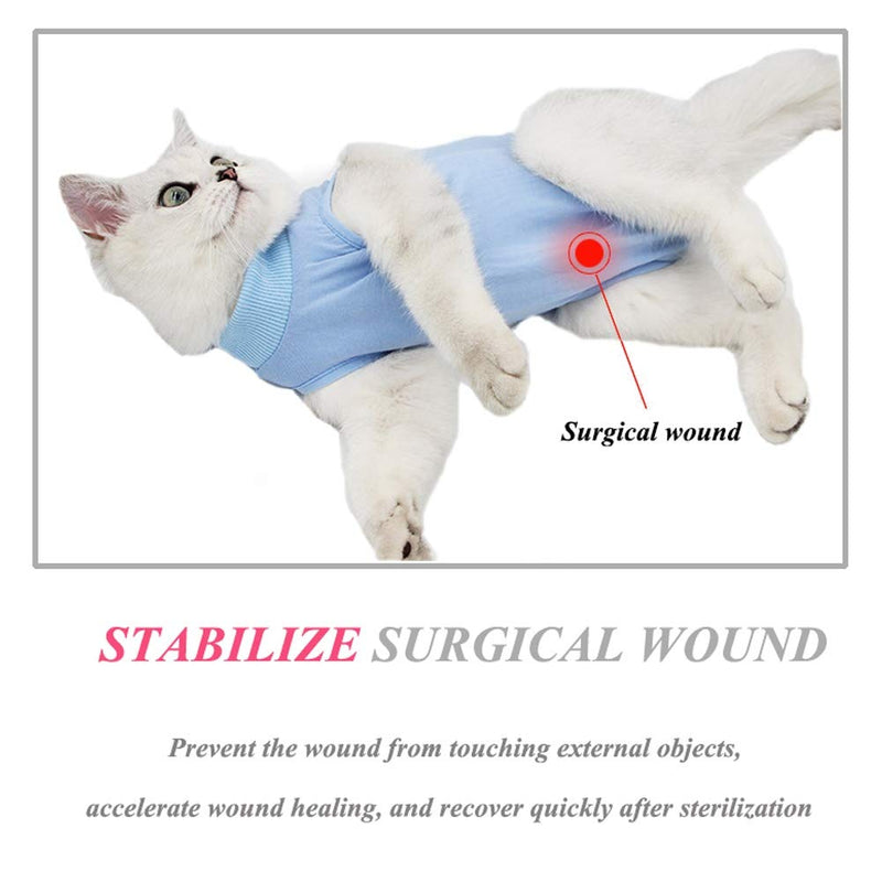 Coppthinktu Cat Recovery Suit for Abdominal Wounds or Skin Diseases, Breathable E-Collar Alternative for Cats and Dogs, After Surgery Wear Anti Licking Wounds Small Blue - PawsPlanet Australia