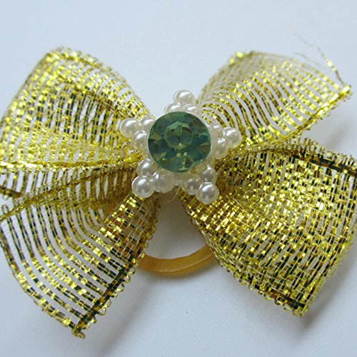 Chenkou Craft 20pcs New Dog Hair Bow With Rubber Band Rhinestone Pet Grooming Products Mix Colors Varies Patterns Pet Hair Bows Dog Accessories - PawsPlanet Australia