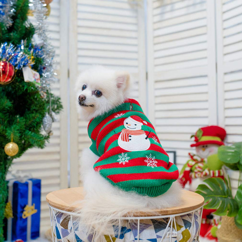 [Australia] - KOOLTAIL Dog Christmas Sweater - Snow Man Stripes Xmas Dog Holiday Sweaters Soft Knit to Keep Warm in Winter Ugly Sweaters Jumpsuits for Small Medium Large Dogs Cats XS(Neck 9"-10";Chest 15"-16") 