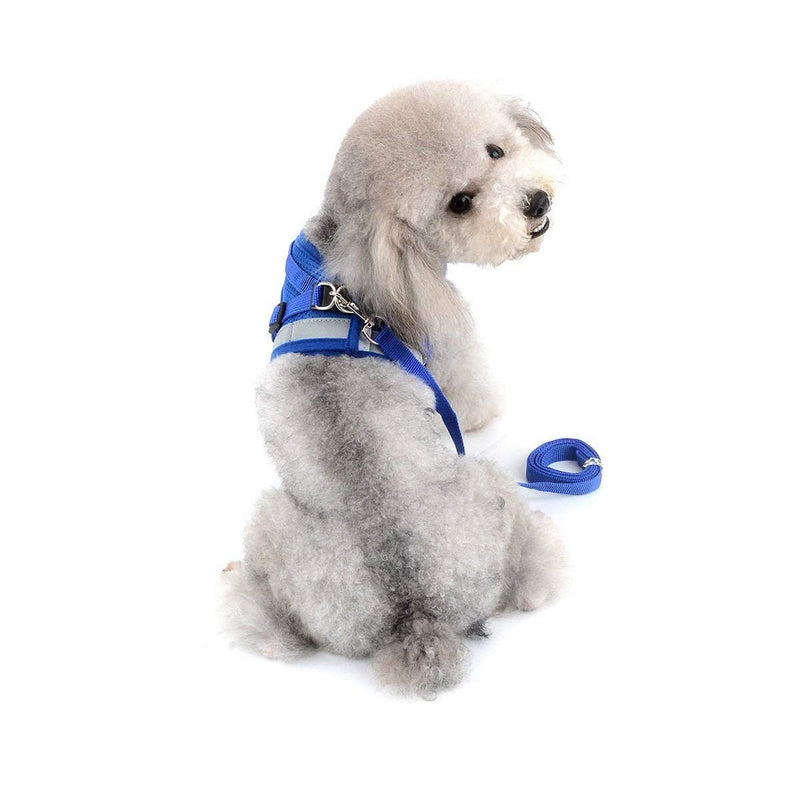 PETCUTE Reflective Dog Harness Adjustable No Pull Dog Harness Mesh Vest Puppy Chest Harness With Leash Blue L - PawsPlanet Australia