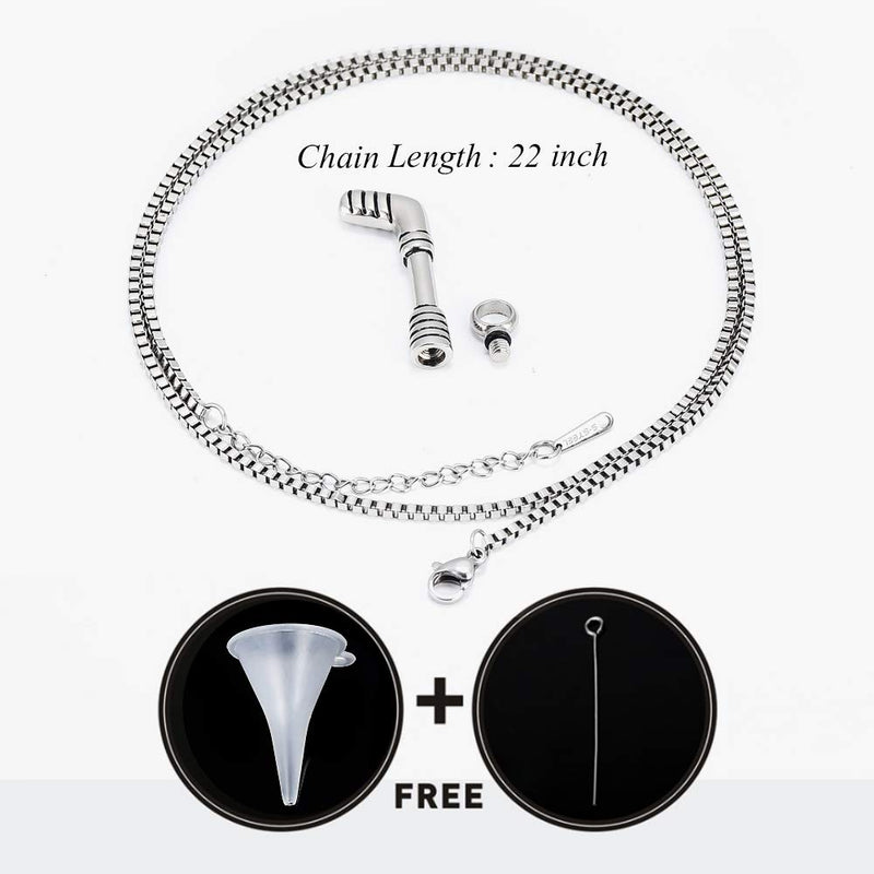 [Australia] - XSMZB Hockey Stick Cremation Jewelry for Ashes Pendant Locket Holder Ashes for Pet/Human Stainless Steel Keepsake Memorial Urn Necklace Silver 