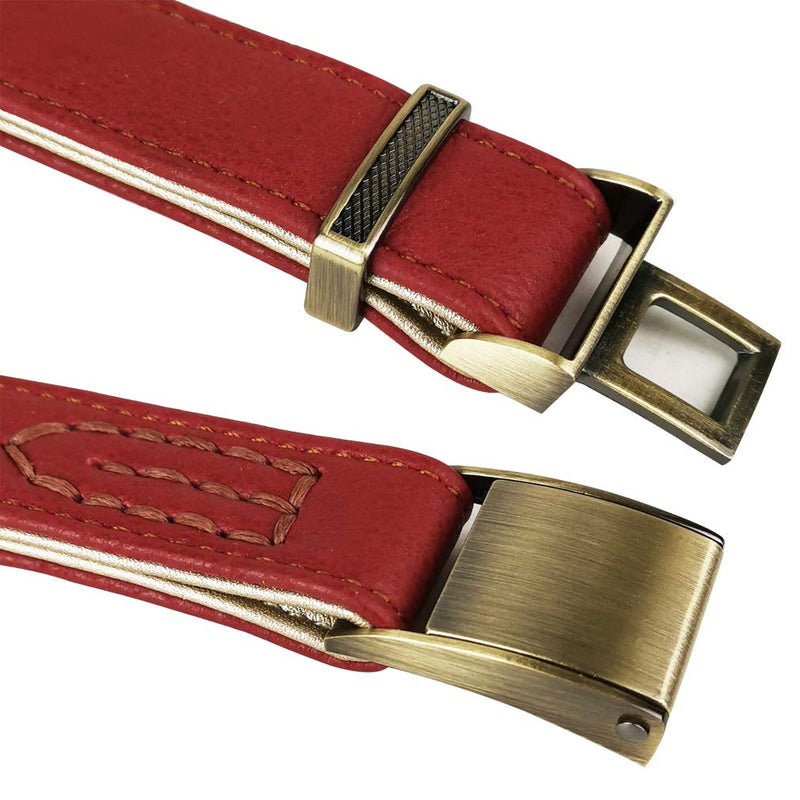 Rantow Classic Padded Pet Collars Real Leather Adjustable Dogs Collar for Small Medium Dogs - Neck Size 13.7 Inch to 20.4 Inch - 1 Inch Wide L Red - PawsPlanet Australia