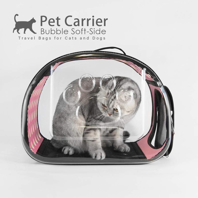 [Australia] - AVAFORT Soft-Side Cat Dog Carrier, Collapsible Clear Tote for Small Animals，Airline Approved Transparent Pet Carrier Bag, Breathable Portable Traveling Camping Hiking Outdoor Bags Pink 