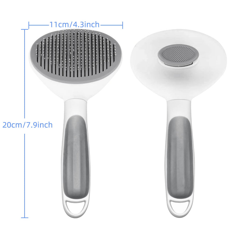Cat brush, self-cleaning slicker brush for hair loss and grooming, removes loose undercoat, mats and matted hair, grooming comb brush for cats dogs massage self-cleaning (grey) grey - PawsPlanet Australia