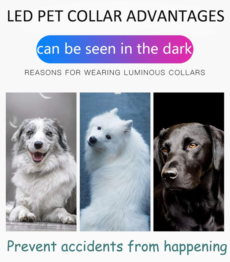 [Australia] - FuYUAN LED Dogs Collars, USB Rechargeable Cuttable Safety Waterproof Glowing Pets Collars,Lights Up Collars for Small Medium Large Dogs 27.5 Inches blue 