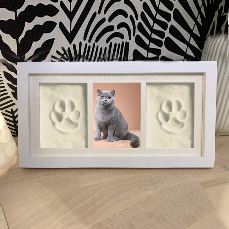 Pets4Luv Dog or Cat Paw Prints Pet Memorial Photo Frame 4x6 with Clay Impression Kit, Perfect Keepsake Picture Frame for Pet Lovers White/White Blue - PawsPlanet Australia