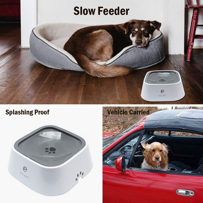 [Australia] - Vech Dog Water Bowl, Splash-Free Pet Water Feeder, Vehicle Carried Floating Bowl, No Spill Cat Water Fountain for Car Travel, No-Slip Water Dispenser for Small or Large Breeds Grey 