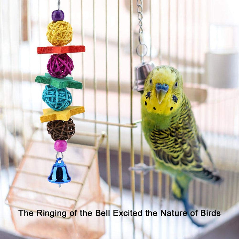 [Australia] - Bird Swing Toy, 6pcs/Set Parrot Chewing Toy Cage Hammock Colorful Wooden Hanging Bell Toy for Small Cockatiels Conures Macaws Parrots Love Birds Finches 