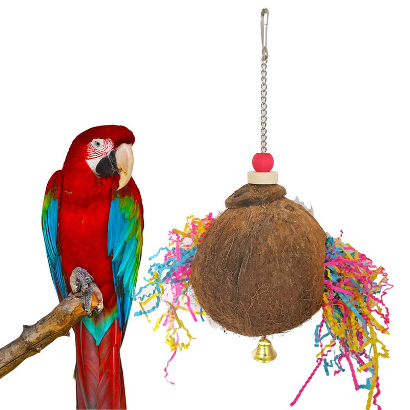 Balacoo Parrot Chew Toys Coconut Shell Swing Toy Hanging Bird Cage Treat Ball for Small Birds - PawsPlanet Australia