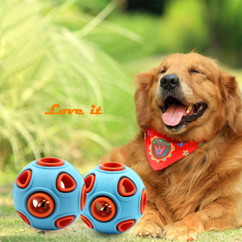 GENNYUE Chew and Squeaky Bell Ball Pet Dogs Toy, Colorful Bouncy Rubber Balls with Bell, Fun Interactive Pet Dogs Toy, IQ Treat Ball Toy, Teeth Cleaning, Bite Resistant for Dogs - PawsPlanet Australia