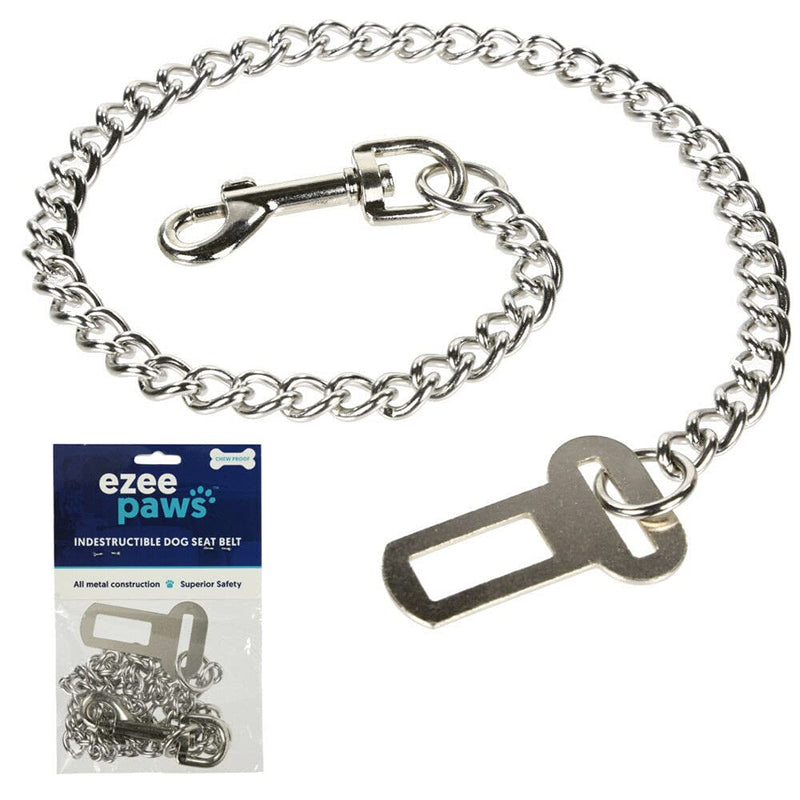 Ezee Paws Metal Chain Dog Seat Belt Chew Proof Strong Safety Restraint (65cm) - PawsPlanet Australia