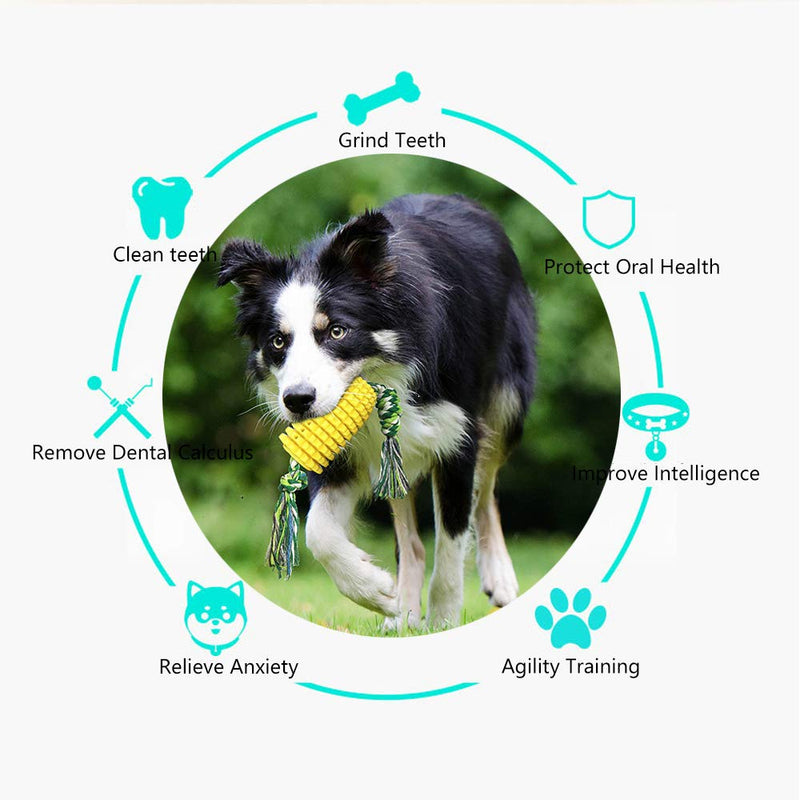 [Australia] - KTT Dog Chew Toys,Safe & Long Lasting Corn Chewable Sticks with Cotton Rope Knot Toy - Tough Alternative Chewing Sticks for Dogs 