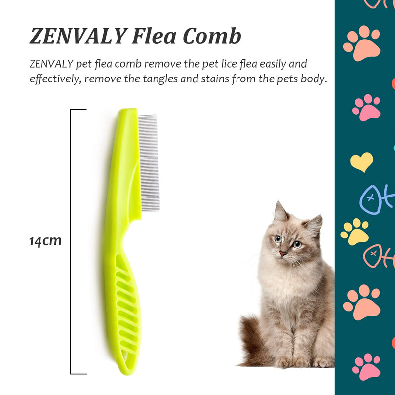 ZENVALY Flea Comb, Flea Tear Stain Remover Comb, Lice Comb Dust Comb for Cats Dogs, Pet Comb Removing Fleas, Comb for Lice Knots Dirt, Green - PawsPlanet Australia