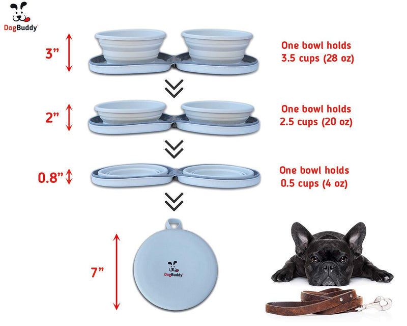 [Australia] - DogBuddy Travel Bowls, Large Collapsible Silicone Dog Bowl with Case, Foldable Expandable Dog Food Water Bowl, Portable Pet Feeding Accessories for Outdoors Travel Camping Hiking, Mist 
