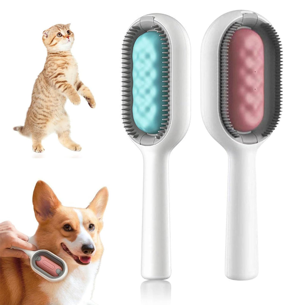 Pack of 2 pet hair removal combs with water tank, multifunctional pet cleaning brush, 4 in 1 cleaning brush for dogs and cats, massage, cleaning, undercoat grooming and hair loss - PawsPlanet Australia