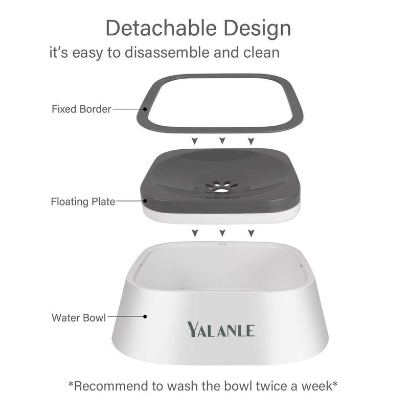 [Australia] - YALANLE Dog Bowl Pet Water Bowl No-Spill Dog Water Bowl Slow Water Feeder Vehicle Carried Pet Water Dispenser 35oz Feeder Bowl for Dogs/Cats 