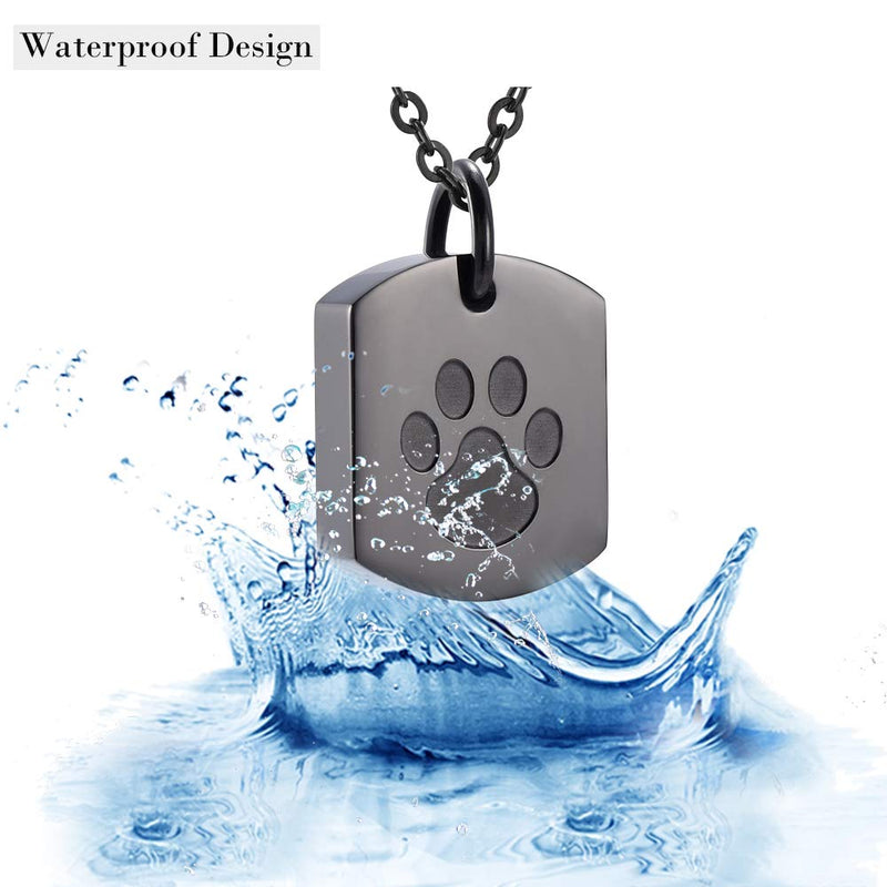 [Australia] - AIWENXI Paw Print Cremation Jewelry for Ashes Human Ashes Memorial Keepsake Jewelry for Pet's/cat/Dog's Ashes Urn Necklace Black 