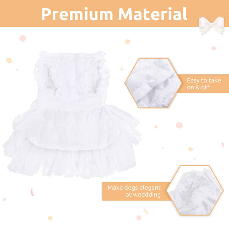 LETSQK Dog Wedding Dress, Elegant Princess Lace Hollow Dress, Adorable Silky Tutu Dog Dresses with Bowtie, Cute Doggy Pet Skirt for Small Medium Dogs Cats - PawsPlanet Australia