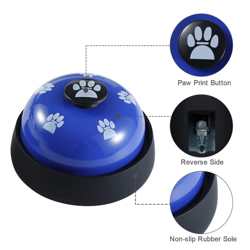 Dailyextreme Pet Training Bells, 2 Pack Dog Puppy Cat Pet Door Bells, for Potty Toilet Training Go Outside and Eating Communication Training Bells (with Non Skid Rubber Bases,Clicker, Whistle) 2 pcs blue bell+Silicone pad+Clicker - PawsPlanet Australia