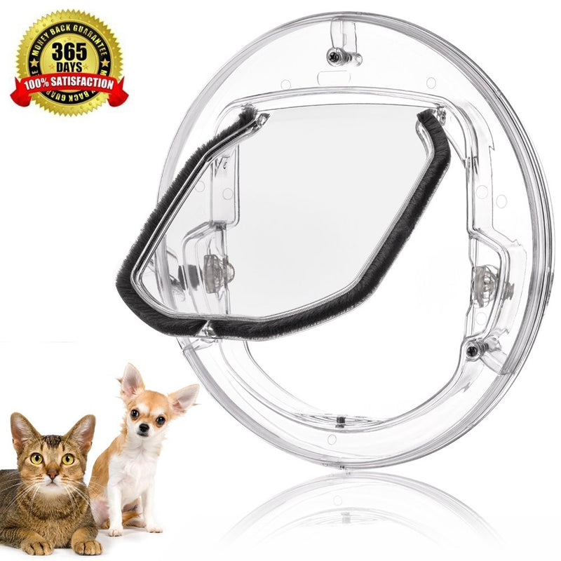 Cat Flap Door 4 Ways Lock Round Clear Flap Door for Pet Cats and Small Dogs - PawsPlanet Australia