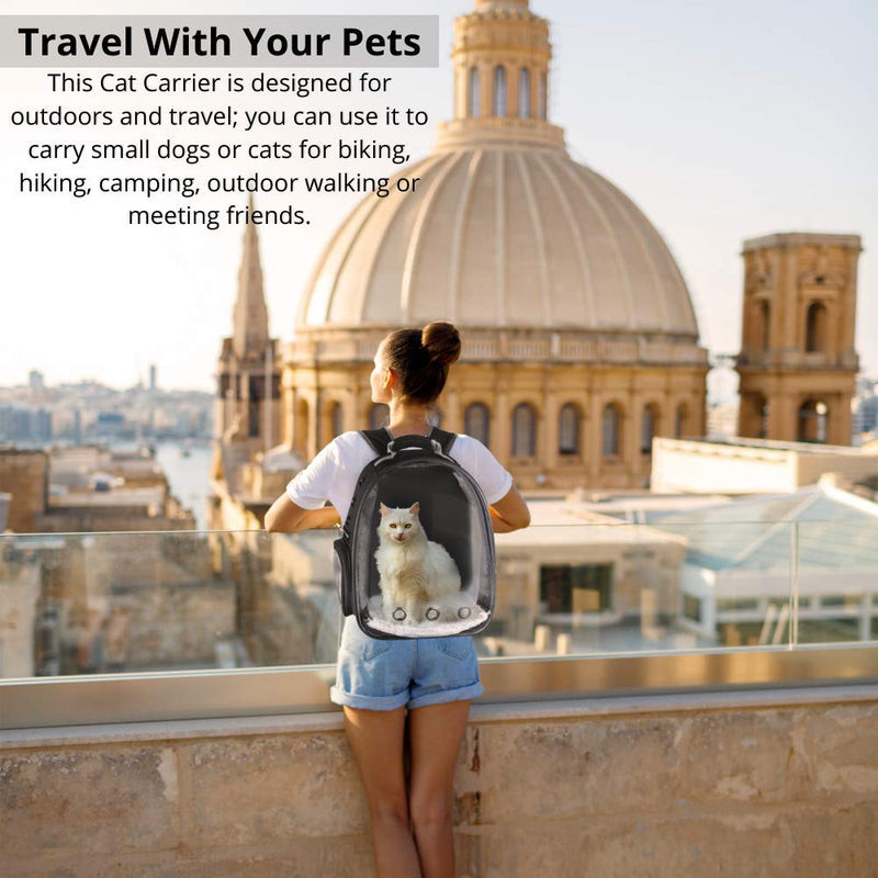 Petmania Expandable Front: Pet Carrier Backpack - Transparent Bubble Carrier, for Small Dogs/Puppies, Cats/Kittens, Hiking, Traveling, Airline Approved Black - PawsPlanet Australia