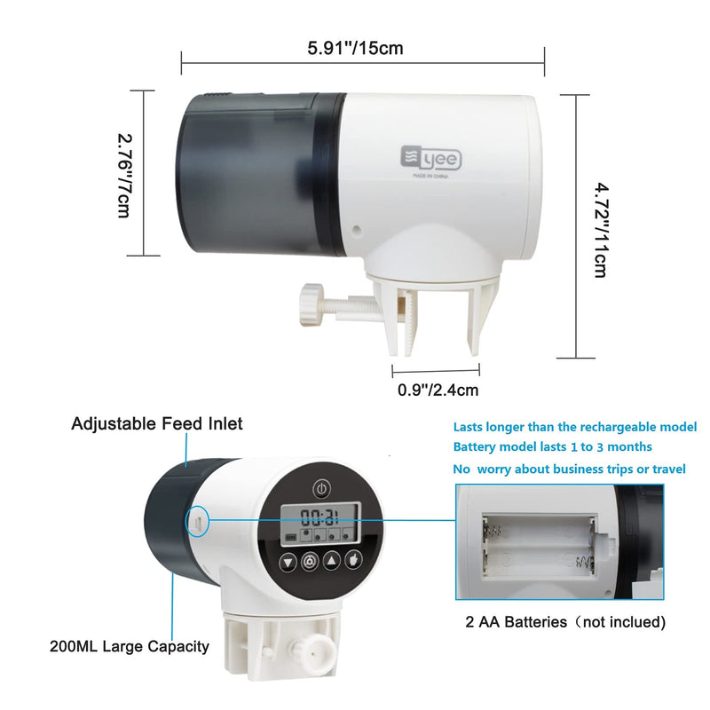 Automatic Fish Feeder for Aquarium，Moisture-Proof Electric Auto Fish Feeder, Timer Fish Feeder with 1 Piece Fish Feeding Ring, Fish Feeder Automatic Dispenser for Aquarium or Fish Tank - PawsPlanet Australia