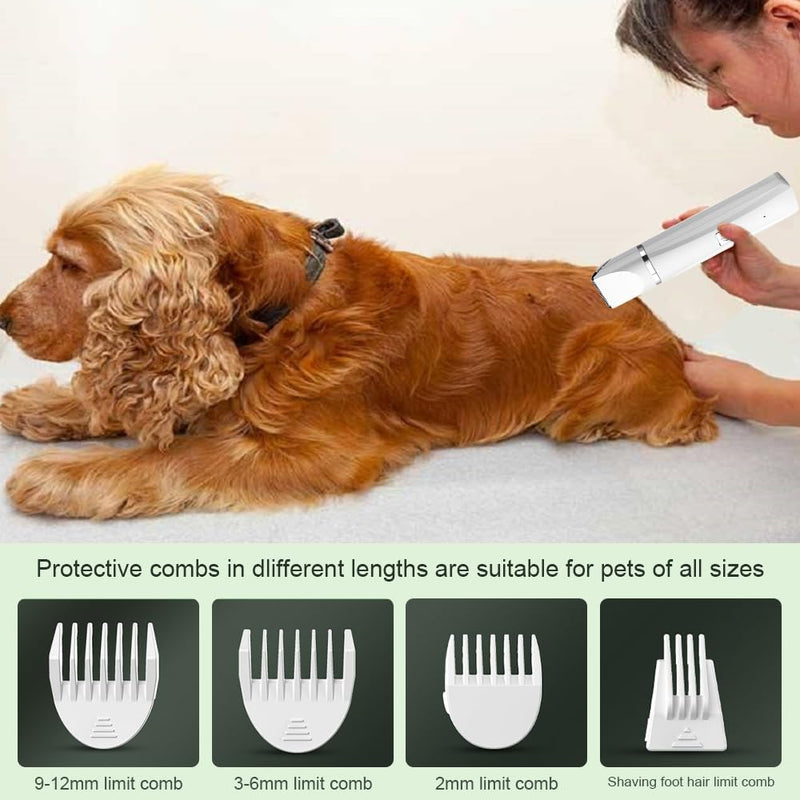 4 in 1 quiet dog clipper, rechargeable dog cat hair clipper with 4 size trimmer head, electric dog trimmer for paws, eyes, ears, face, body - PawsPlanet Australia
