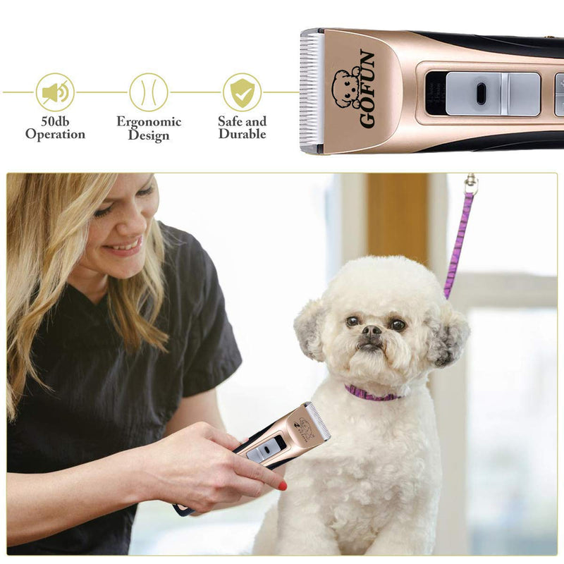 JHFUN Pet Grooming Clippers, Professional Dog Clippers Cat Grooming Clippers for Thick Hair Dogs, Cats and Horses (UK Plug) Gold2 - PawsPlanet Australia