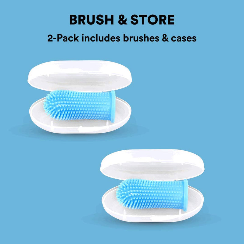 toofers 360º Dog Fingerbrush Toothbrush - Ergonomic Design - Full Surround Bristles for Easy Cleaning - Set of 2, Clear (Formerly "Barkley's") - PawsPlanet Australia