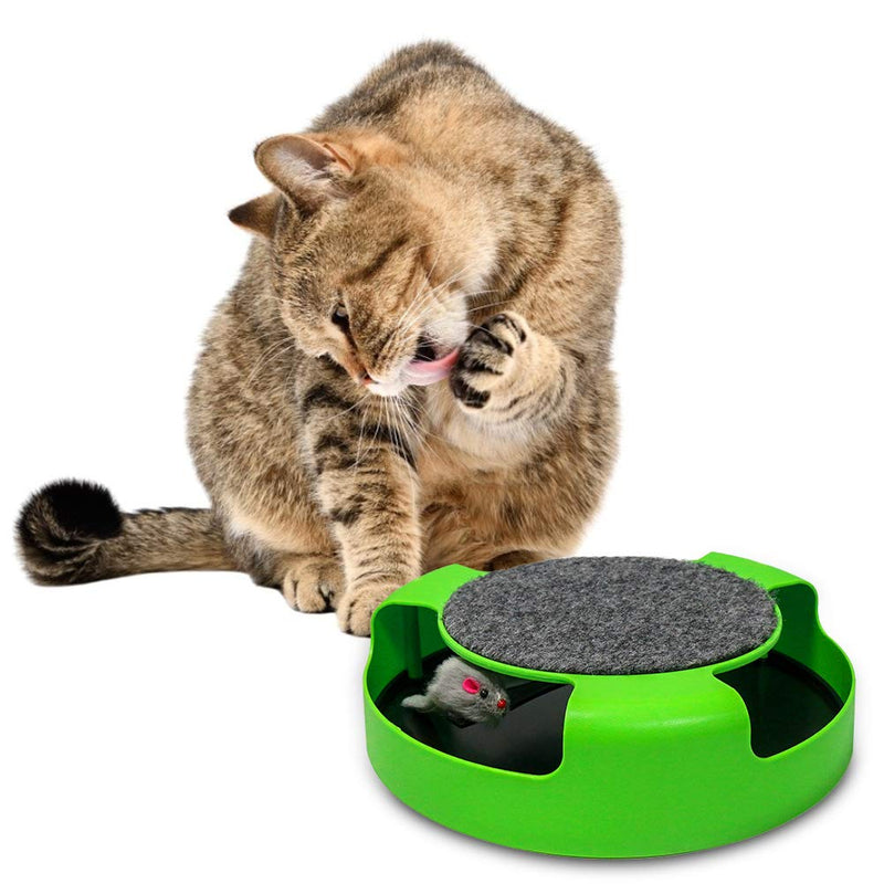 [Australia] - Pasking Interactive Cat Toy, Catch The Mouse Cat Toy with a Running Mouse and a Scratching Pad, Cat Scratcher Catnip Toy, Quality Kitten Toys, Green 