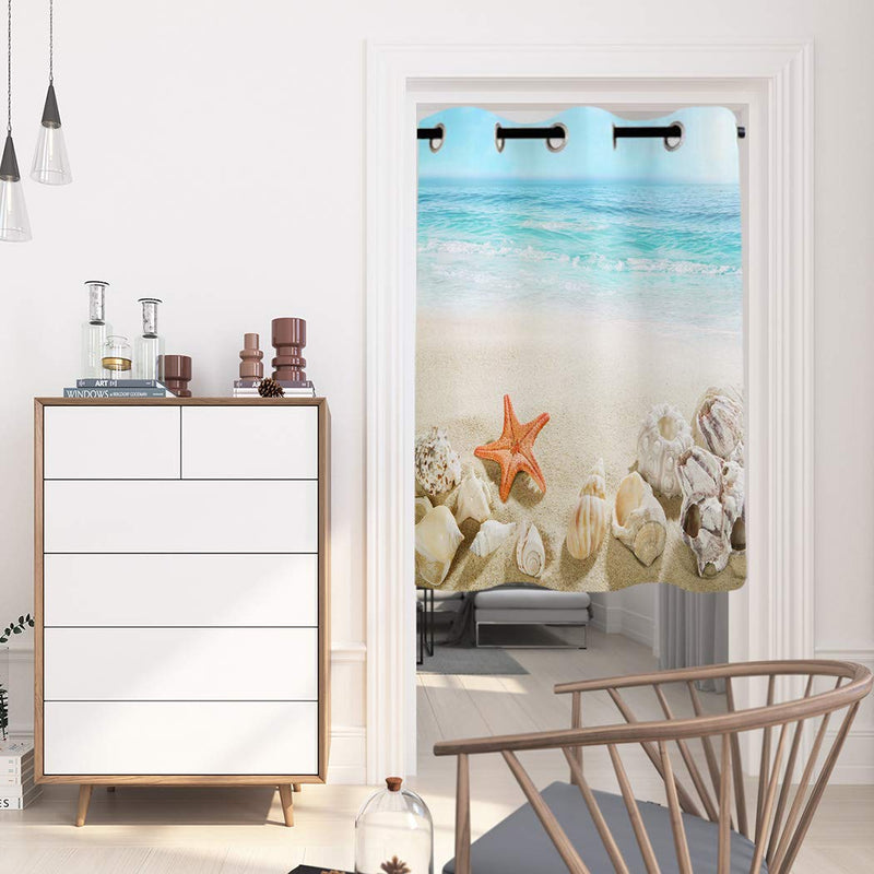 WARM TOUR Window Curtain Panel Coastal Beach Clear Water Printing Decor Durable Drapes for Bedroom Kitchen Living Room Seashell Starfish 52''W×63''H Orange Starwmt7856 - PawsPlanet Australia