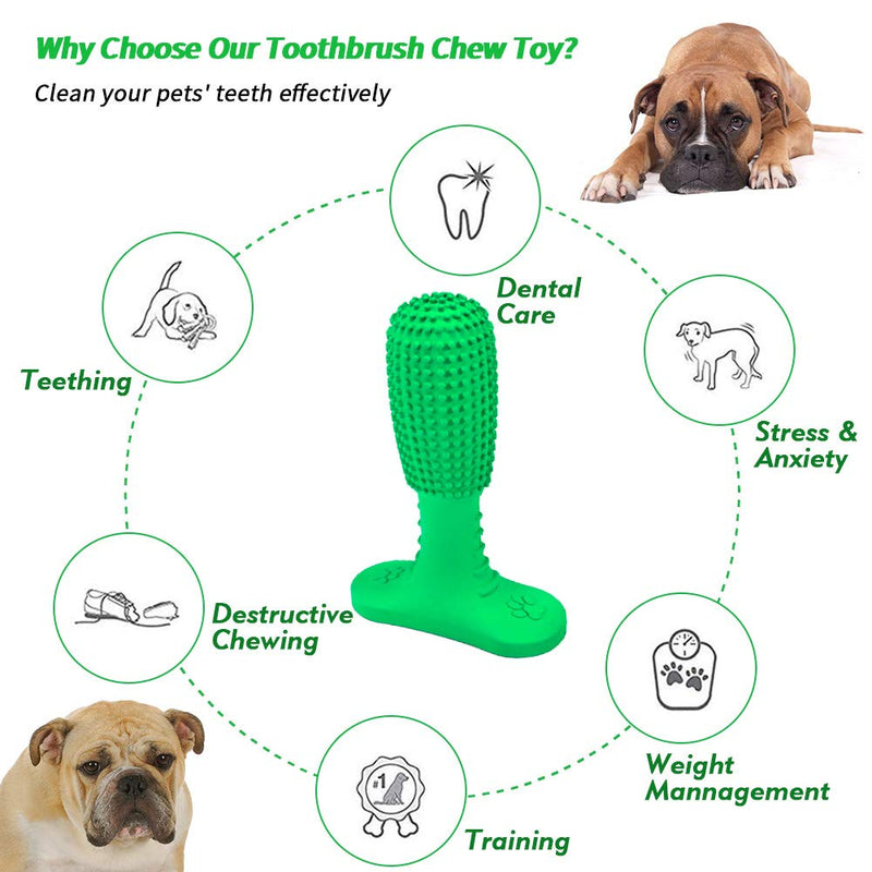 Ezeso Dog Toothbrush,Dog Teeth Cleaning Chew Toy Silicone Dental Stick,Chew Toy for Pets Oral Care, Soft Rubber Brush Chew Toys for for Small & Medium Dogs Pets (Medium, Green) - PawsPlanet Australia