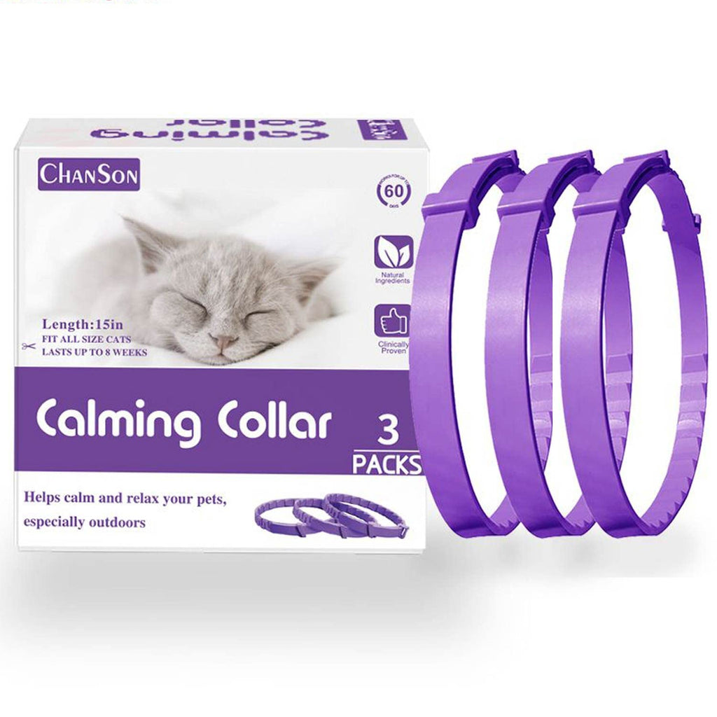 OCSOSO Calming Collar for Cats 3 Pack, Pheromones Cat Calming Collars for Calm Down and Relax, Cat Reduce Anxiety Relief Stress Product for Scared, Meowing, Fighting, Stressed, Sensitive Cats - 15in - PawsPlanet Australia