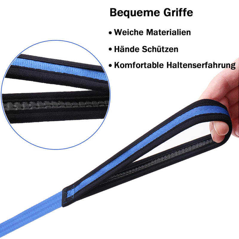 Leeyunbee 15M long dog leash training leash, towing leash for dogs with metal buckle and padded handle, robust training leash made of durable nylon, ideal for training and playing (blue) blue - PawsPlanet Australia
