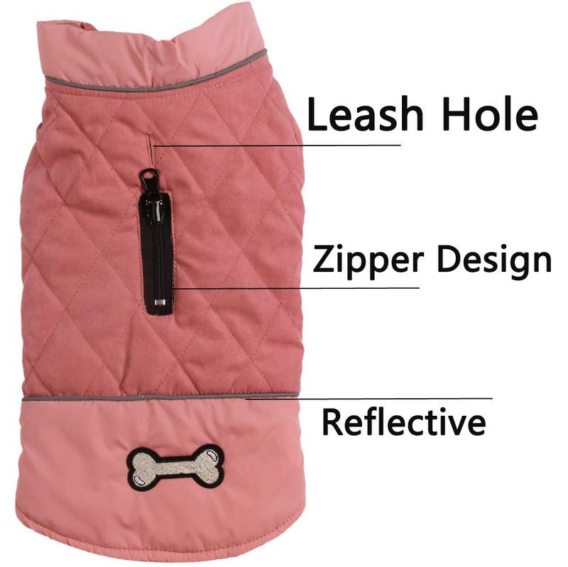 vecomfy Reversible Dog Coats for Small Dogs Waterproof Warm Cotton Puppy Jacket for Cold Winter,Red M Pink - PawsPlanet Australia