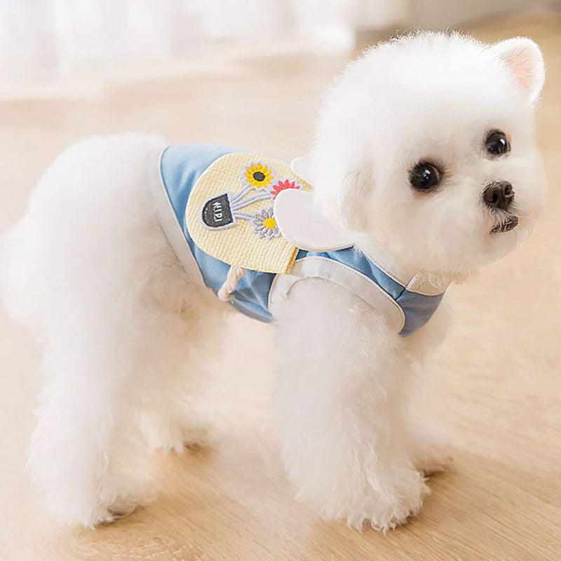ABRRLO Cotton Dog Shirts for Small Dogs Summer Pet Clothes Cute Sunflower Vest Puppy Cat T Shirts Girls Costumes X-Small (Chest :9.06''-10.24'') Blue - PawsPlanet Australia