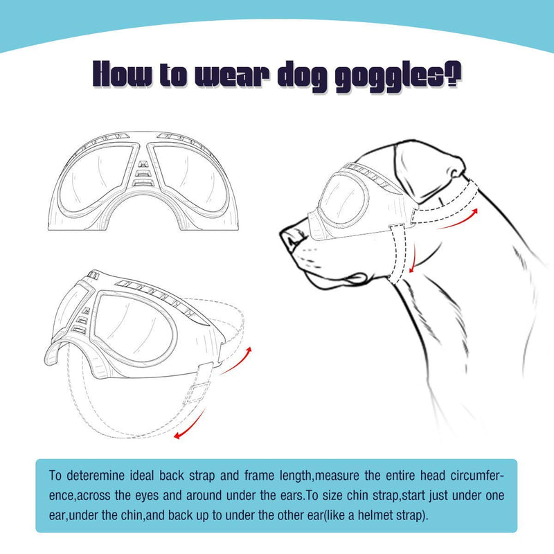 PETLESO Dog Goggles for Large Dog Pet Sunglasses Cool Adjustable Eye Protection Goggles- White - PawsPlanet Australia