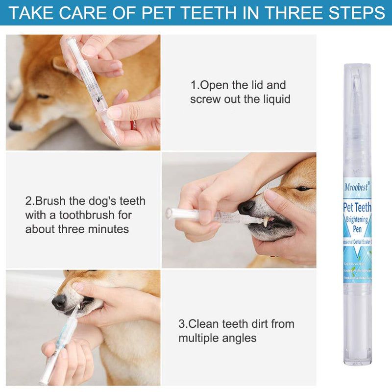 Mroobest Pet Teeth Cleaning Pen, Dog Teeth Cleaning Kit, Dog Teeth Stone Cleaner for Dental Care Tartar Plaque Remover for Freshening Breath-3PCS - PawsPlanet Australia