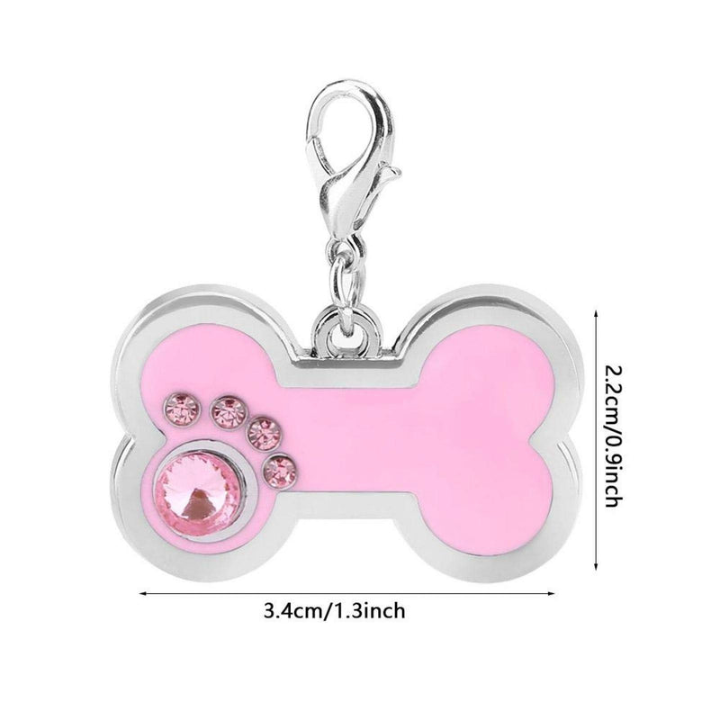 SALUTUYA Pet ID Tag, Cute Bone Shape, Dog Name Necklace Also A Nice Accessory as A Keychain,(Pink) - PawsPlanet Australia