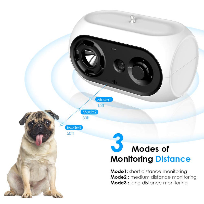 bubbacare Anti Barking Device for Dogs, Dog Barking Control Devices with 4 Adjustable Levels for 50 Feet Effective No Dog Barking, Sonic Bark Deterrent for Indoor & Outdoor Use White - PawsPlanet Australia