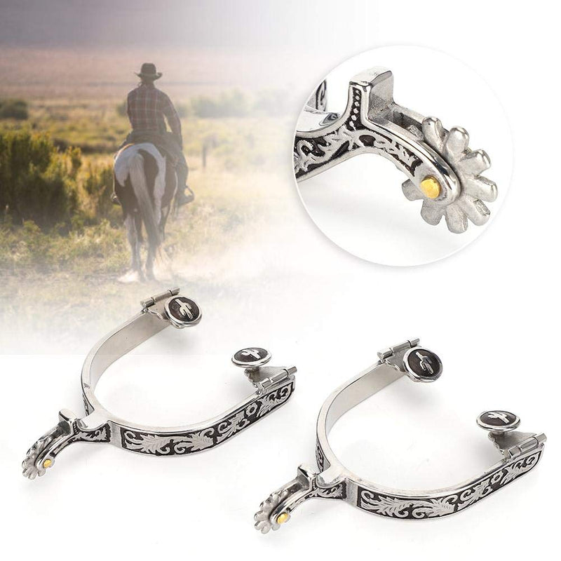 Zerodis Stainless Steel Horse Spurs, West Cowboy Horse Boot Spurs Decoration with Gear Spurs for Boots Equestrian Equipment for Equestrian Competition Entertainment - PawsPlanet Australia