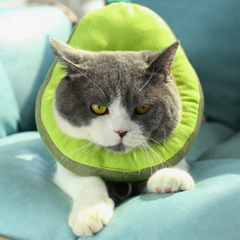 Cat Elizabethan Collar Soft, Pet Headgear Cat Cone Collar Soft Soft Pet Recovery Cone with Adjustable Soft Edge Pet Headgear for Anti-Bite Lick (1pc, Green Avocado, S) - PawsPlanet Australia